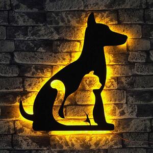 Διακοσμητικό Τοίχου Με Φως Led Cat n Dog 692FRW1120 50x40cm Yellow-Black Wallity