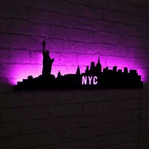 Διακοσμητικό Τοίχου Με Φως Led NYC Skyline 395NGR1912 80x24cm Pink-Black Wallity