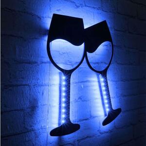 Διακοσμητικό Τοίχου Με Φως Led Wine Glasses 395NGR1934 37x40cm Blue-Black Wallity