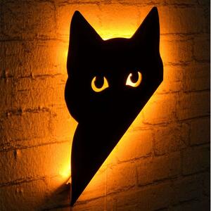 Διακοσμητικό Τοίχου Με Φως Led Cat 395NGR1850 23x36cm Yellow-Black Wallity