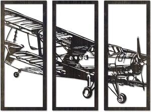 Διακοσμητικό Τοίχου Airplane (Σετ 3Τμχ) 507ATP1251 33x70cm Antique Black Wallity