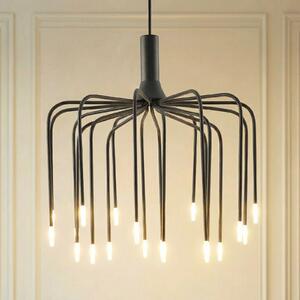 Lucande Φωτιστικό οροφής LED Ariadne, Ø57cm, μαύρο ματ, 20 λαμπτήρες, ρυθμιζόμενος, Μαύρο, Σαλόνι / τραπεζαρία, Μέταλλο, σύγχρονο