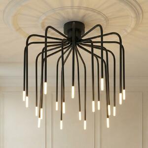 Lucande Φωτιστικό οροφής LED Ariadne, Ø57cm, μαύρο ματ, 20 λαμπτήρες, ρυθμιζόμενος, Μαύρο, Σαλόνι / τραπεζαρία, Μέταλλο, σύγχρονο