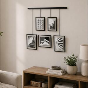 Κορνίζα τοίχου Exhibit Umbra με 5 θέσεις, διαστάσεις 79x2.5x70cm και διαστάσεις φωτογραφίας 10x15cm / 13x18cm - Black