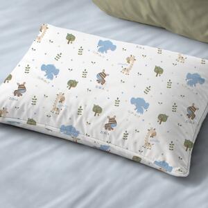 Παιδική Μαξιλαροθήκη (50x70) Dimcol Happy Safari 711 White - Sky Blue