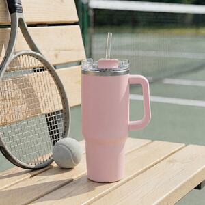 Κούπα Θερμός Με Λαβή & Καλαμάκι 600ml F-V Alex 213566 Pink