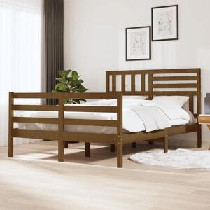 VidaXL Σκελετός κρεβατιού Honey Brown 150x200 cm King Size Μασίφ Ξύλο