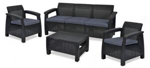 Σετ Κήπου 4τμχ Wicker Keter Corfu Triple Set - Σετ Κήπου 4τμχ Wicker Corfu Triple Set Graphite