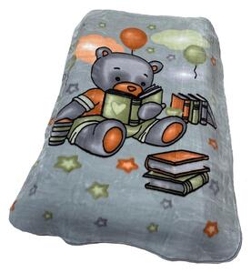 Κουβέρτα Κούνιας Βελουτέ Polyester 110x140εκ. Studying Bear 38 Light Grey DimCol