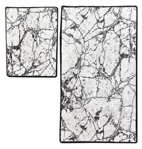 ΣΕΤ 2x Πατάκι μπάνιου MARBLE 60/100 cm λευκό/μαύρο