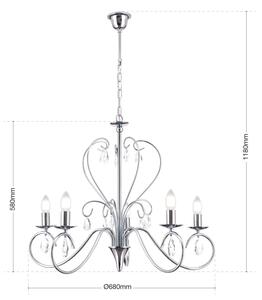 Orion LU 1658/5 - Κρυστάλλινο πολύφωτο με αλυσίδα ALESSIA 5xE14/40W/230V γυαλιστερό χρώμιο