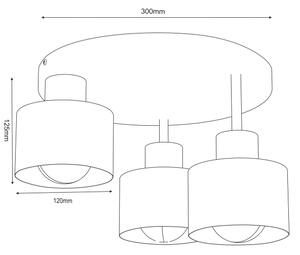 Φωτιστικό οροφής PARKLA 3xE27/15W/230V μαύρο