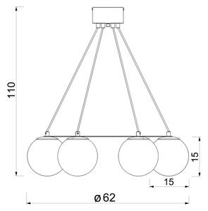 Κρεμαστό φωτιστικό οροφής BALLO 6xE27/15W/230V μαύρο/λευκό