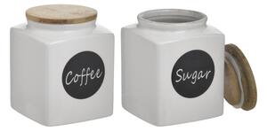 Δοχείο Σετ 2τμχ Coffee-Sugar Πορσελάνης-Bamboo Λευκό-Μαύρο 750ml-10x13εκ. CLICK 6-60-690-0025