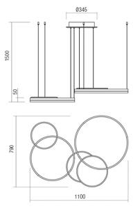 Redo 01-2609 - Led Dimmable κρεμαστό φωτιστικό οροφής SIGUA LED/114W/230V 3000K χρυσό