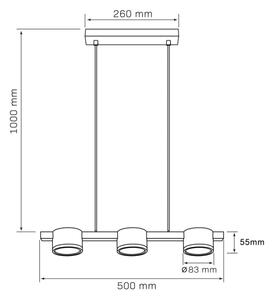 Κρεμαστό φωτιστικό οροφής LED MIRELLA 3xGX53/6W/230V χρυσό/μαύρο