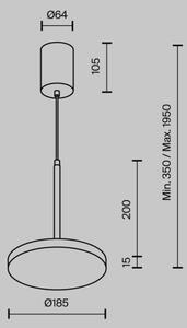 Maytoni P076PL-L12W3K-B - Κρεμαστό φωτιστικό οροφής LED PLATO LED/12W/230V 3000K μαύρο