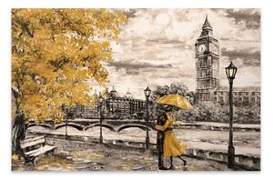 Πίνακας σε καμβά "Big Ben And Yellow Leaves" Megapap ψηφιακής εκτύπωσης 125x80x3εκ