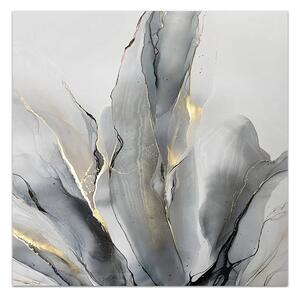 ΠΙΝΑΚΑΣ ΣΕ ΚΑΜΒΑ "ABSTRACT GREY LEAVES" MEGAPAP ΨΗΦΙΑΚΗΣ ΕΚΤΥΠΩΣΗΣ 100X100X3ΕΚ