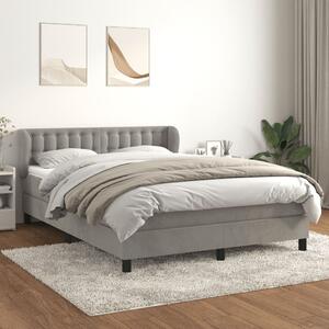 VidaXL Κρεβάτι Boxspring με Στρώμα Ανοιχτό Γκρι 140x190 εκ. Βελούδινο