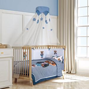 Κουβερλί 2 Όψεων Microfiber Κούνιας 110x150εκ. Essential Baby 8838 Λευκό-Μαύρο-Μπλε Greenwich Polo Club