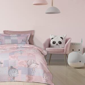 Κουβερλί Microfiber Μονό 160x240εκ. Kid Line 4872 Γκρι-Ροζ-Κρεμ Das Kids