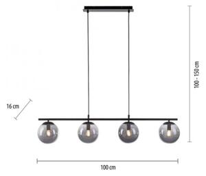 JUST LIGHT. 14604-18 - Κρεμαστό φωτιστικό οροφής WIDOW 4xE14/25W/230V μαύρο