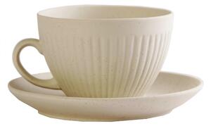 Φλυτζάνι Με Πιατάκι Cappuccino Χειροποίητο Stoneware White Mat Gobi ESPIEL 290ml-14x8εκ. OW2028K6