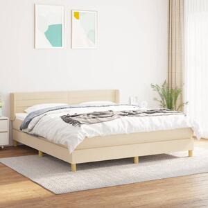 VidaXL Κρεβάτι Boxspring με Στρώμα Κρεμ 160x200 εκ. Υφασμάτινο