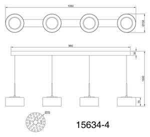 Globo 15634-4 - Κρεμαστό φωτιστικό οροφής LED FOGSY 4xLED/8W/230V