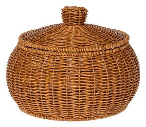 Καλάθι Με Καπάκι Rattan-Πλαστικό Καφέ iliadis Φ29x21,5εκ. 85956