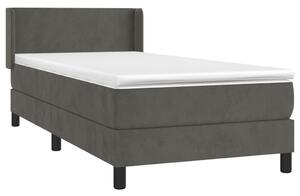 VidaXL Κρεβάτι Boxspring με Στρώμα Σκούρο Γκρι 90x200 εκ. Βελούδινο