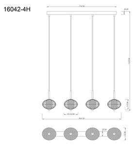 Globo 16042-4H - Κρεμαστό φωτιστικό οροφής LED AIDA 4xLED/5,75W/230V 3000K/4500K/6500K