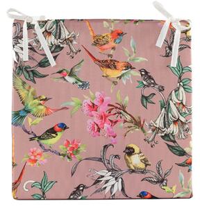 Μαξιλάρι Καρέκλας Αδιάβροχο Polyester Floral Σομόν Πουλιά 40x40εκ. MSA 20-19-549