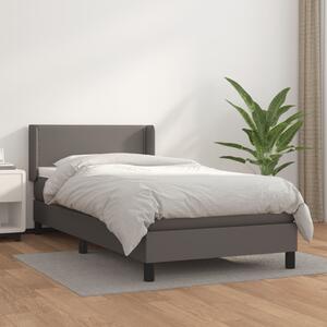 VidaXL Κρεβάτι Boxspring με Στρώμα Γκρι 90x200 εκ. από Συνθετικό Δέρμα