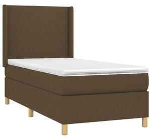VidaXL Κρεβάτι Boxspring με Στρώμα Σκούρο Καφέ 90x200 εκ. Υφασμάτινο