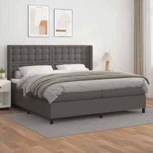 VidaXL Κρεβάτι Boxspring με Στρώμα Γκρι 200x200 εκ. Συνθετικό Δέρμα