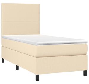 VidaXL Κρεβάτι Boxspring με Στρώμα Κρεμ 90x200 εκ.Υφασμάτινο