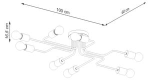 Sollux SL.1671 - Πλαφονιέρα οροφής TIMBO 8xE27/15W/230V μαύρο/μπεζ/οξιά