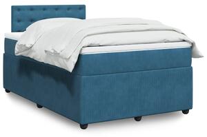 VidaXL Κρεβάτι Boxspring με Στρώμα Μπλε 120x200 εκ. Βελούδινο