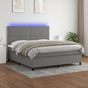 VidaXL Κρεβάτι Boxspring με Στρώμα & LED Σκ.Γκρι 160x200 εκ Υφασμάτινο