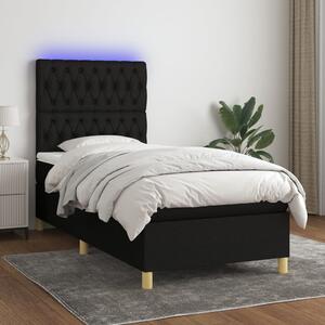 VidaXL Κρεβάτι Boxspring με Στρώμα & LED Μαύρο 100x200 εκ. Υφασμάτινο