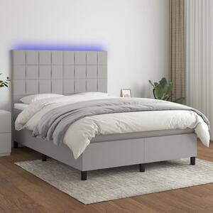 VidaXL Κρεβάτι Boxspring με Στρώμα & LED Αν.Γκρι 140x190εκ. Υφασμάτινο