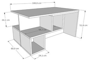 Coffee table DILAY 52x100 cm brown/white