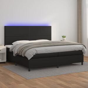 VidaXL Κρεβάτι Boxspring με Στρώμα & LED Μαύρο 200x200 εκ. Συνθ. Δέρμα