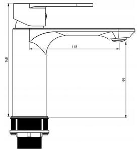 Mexen Milo μπαταρία νιπτήρα, μαύρη - 71300-70