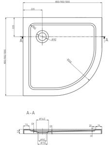 Mexen Flat ημικυκλική καμπίνα ντους slim 100 x 100 cm, μαύρη, σιφών μαύρο - 41701010B
