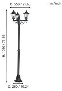 EGLO 22145 - Λάμπα εξωτερικού χώρου LATERNA 4 3xE27/60W/230V IP44