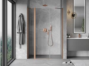 Mexen Mist καμπίνα ντους αναδιπλούμενη 140 cm, διάφανη, βουρτσισμένος χαλκός