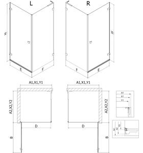Mexen Lunar-B L καμπίνα ντους ανοιγόμενη αριστερή 80 x 80 cm, διαφανής, χρώμιο
